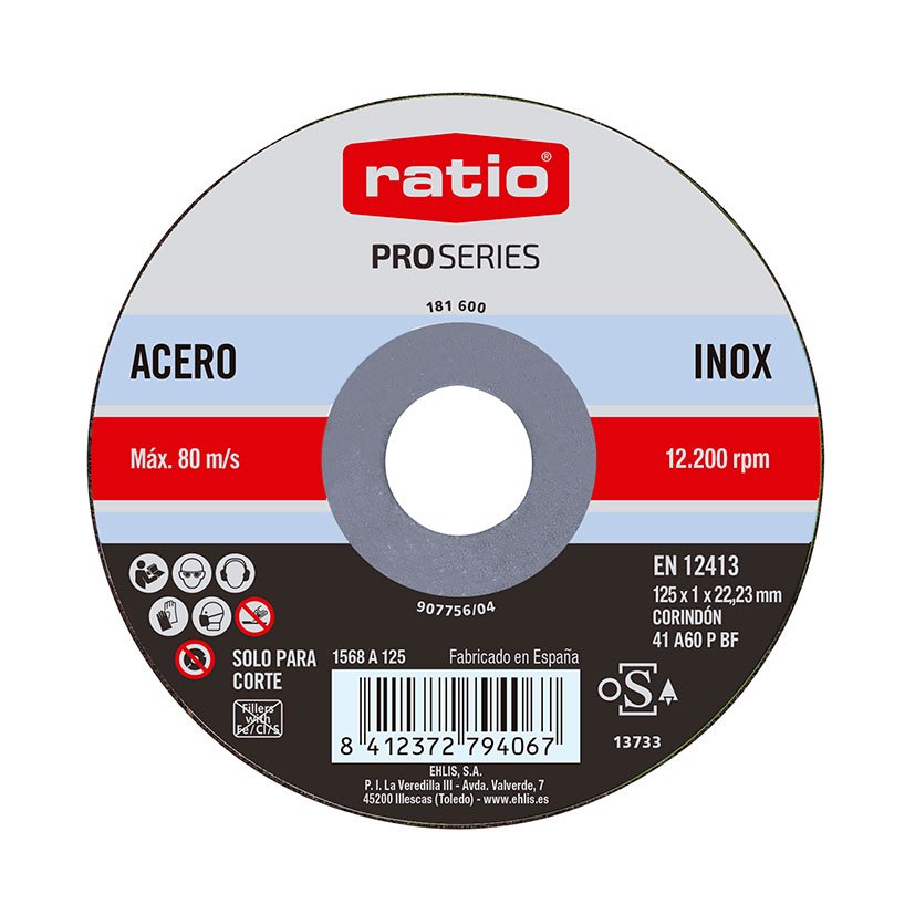 DISCO CORTE ABRAS Inox/metal 125X1 RATIO Proseries 0 Mm
