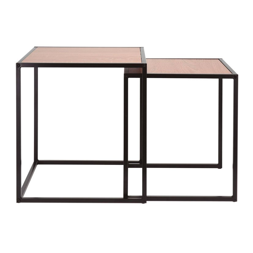 MESAS NIDO 2 UNDS Cuadradas Madera NAT 30X30X34 Cm 34X34X37 Cm auxiliar