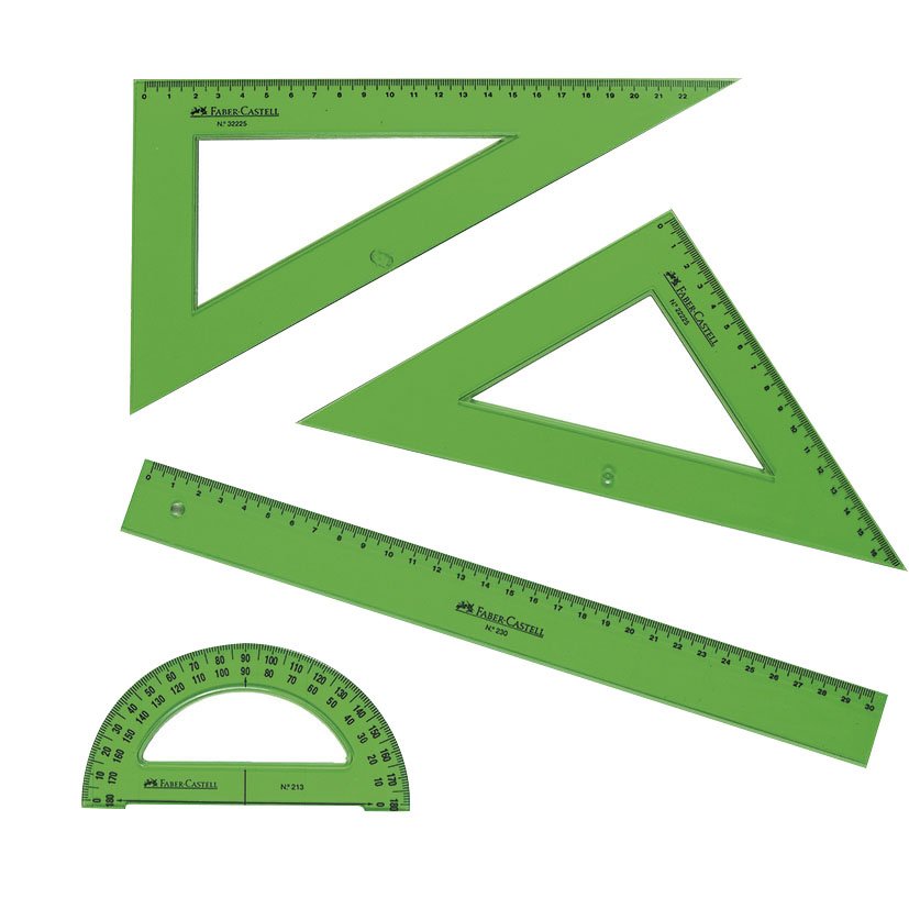 JUEGO Regla, Escuadras Y Cartabon Faber Castell 25 Cm 30 Cm material oficina