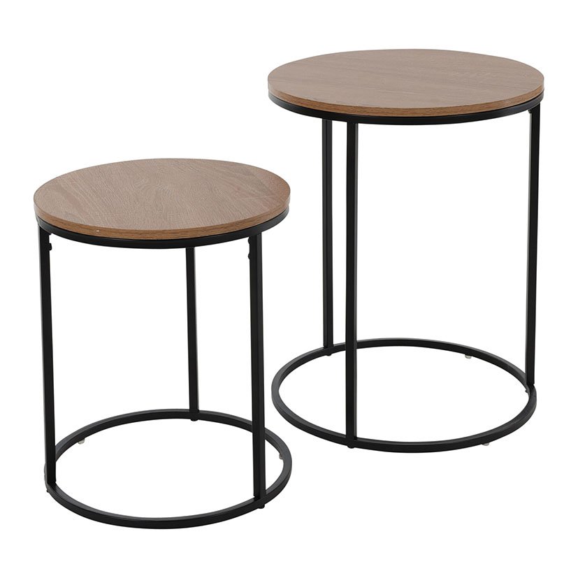 MESAS NIDO 2 UNDS Redondas Madera NAT 34X40 Cm 40X50 Cm auxiliar