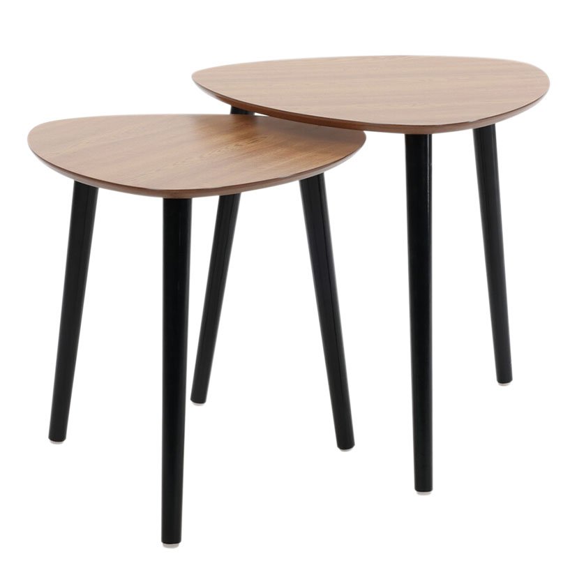 MESAS NIDO 2 UNDS OVAL Madera Natural 40X41 Cm 5X45 Cm auxiliar