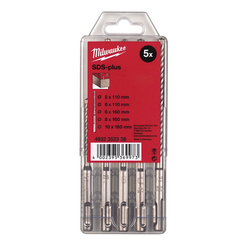 Estuche PLAST 5 Brocas Sds-plus Milwauke Milwaukee 6X110 Mm 10X160 Mm