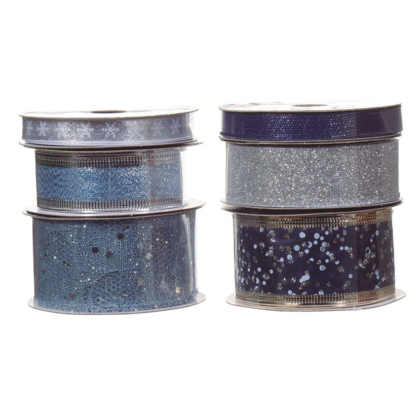 CINTA Poliester Surtido Azules 8X300 Cm navideña