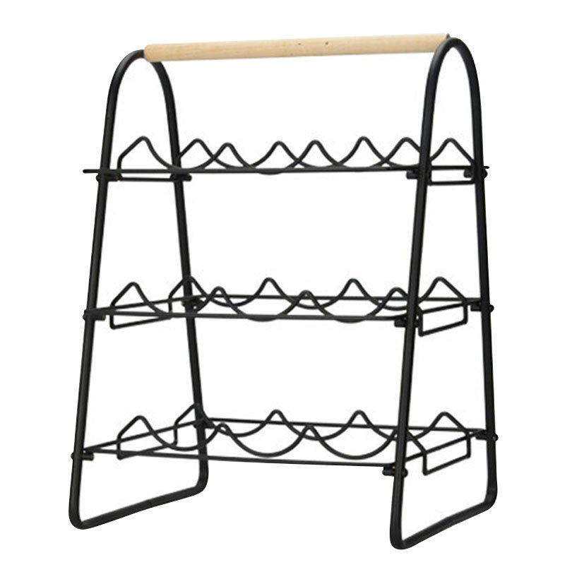 Botellero Metal/madera 9 Botellas 33X29X46 Cm verdulero