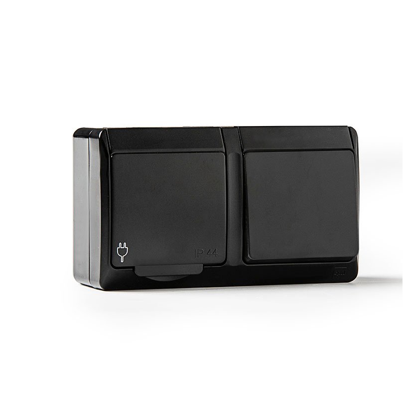 CONMUTADOR+BASE TT ESTANCO 16A-250V NEGR