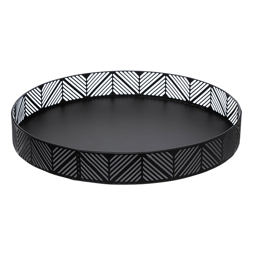 BANDEJA METALICA CON FRISO 30 CM. NEGRA