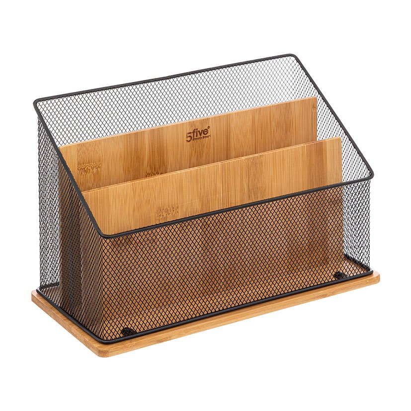 Organizador Oficina Metal/bambu HAVI 29X14X20 Cm material