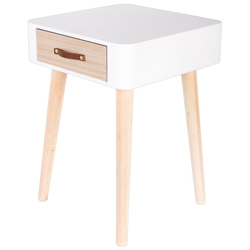 Mesita DE NOCHE Blanca 1 CAJON Madera 35X35X48 Cm cómoda