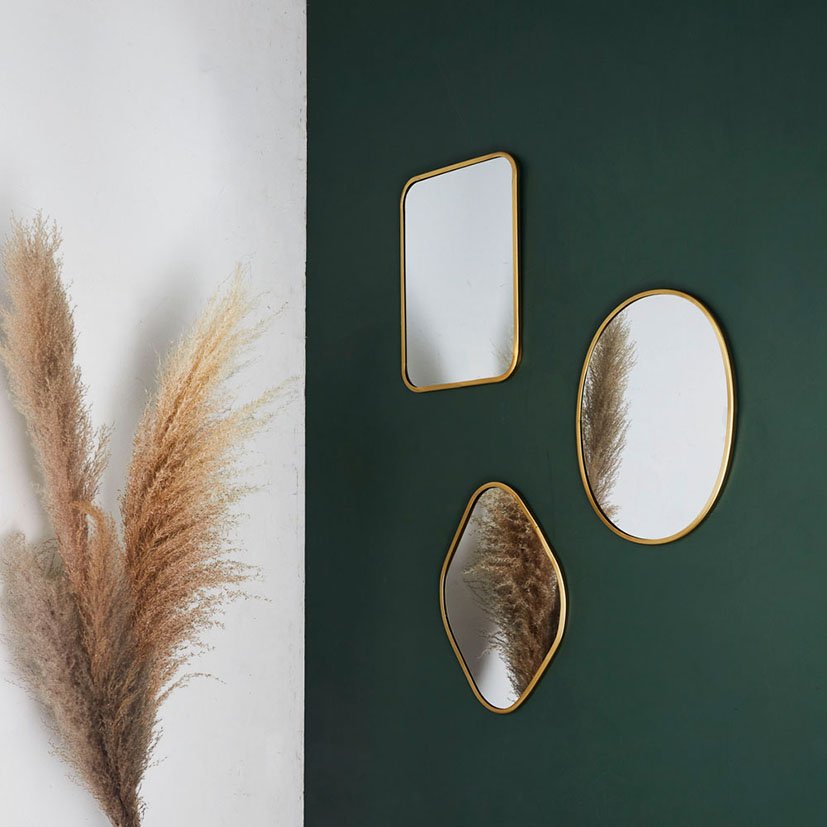 Espejo DECO Contorno DORE ROMBO 34X25 Cm Dorado