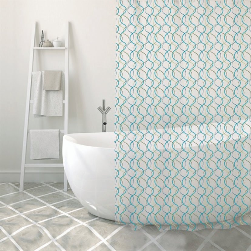 Cortina Baño PVC 180X200 CM ALGAE BLUE Habitex 180X200 CM barra