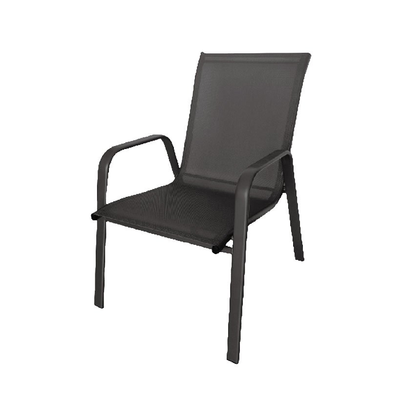 SILLA C/brazos Acero/textilene Antrac 54X63X90 Cm mueble metal