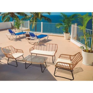 CONJ Ratán SOFÁ+2 Sillones+mesa BAJA 119X69X85 Cm 67X69X85 Cm mueble fibra
