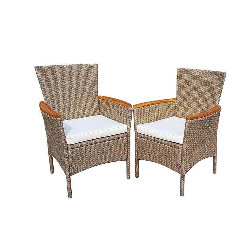 Sillón Ratán/acero/madera 2 UDS 60X59X88 Cm mueble fibra