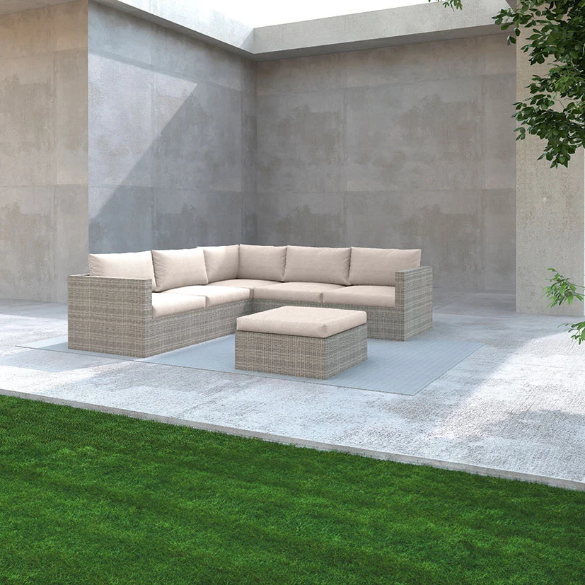 SET Rinconera Ratán 2SOFÁS+RINC+MESA 135X72X64 Cm 72X72X64 Cm mueble fibra + Brasero exterior de regalo - Imagen 2