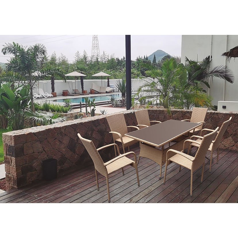 SILLA C/brazos Acero/ratán mueble fibra