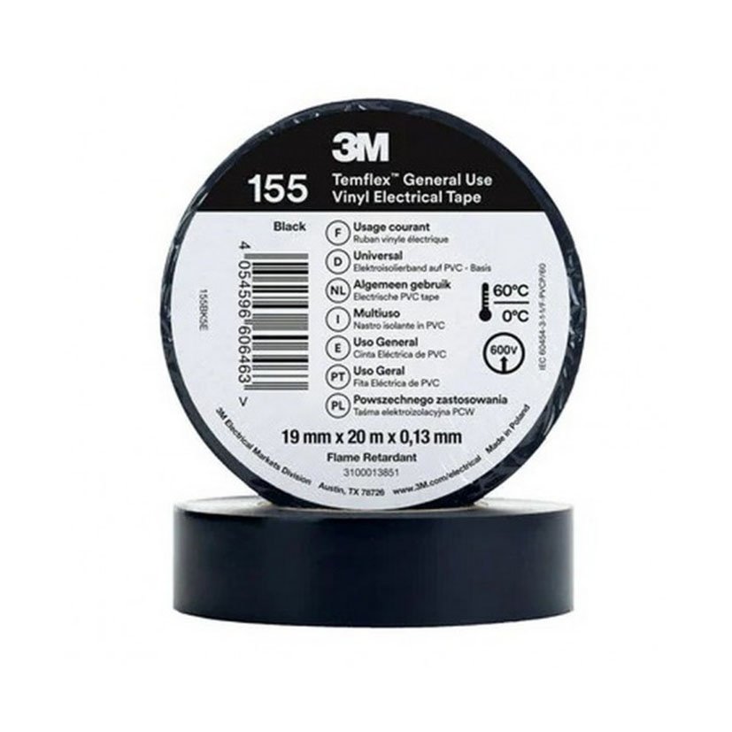 CINTA PVC Temflex 155 3M 19MMX20M NEGRO 20 M aislante