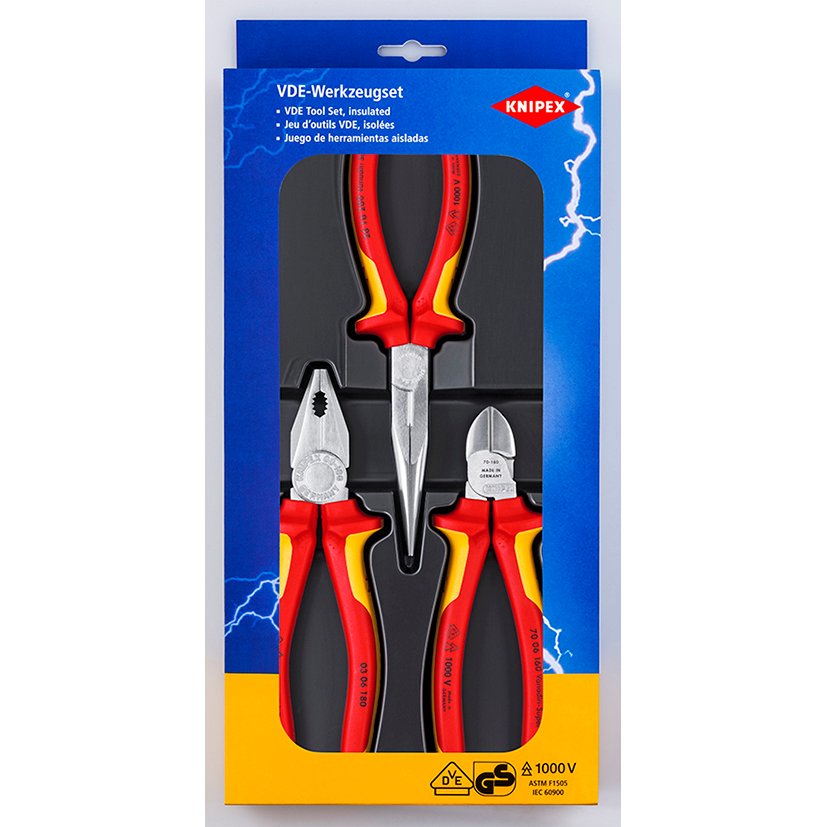 Alicate Juego 3 Piezas VDE Knipex 180 Mm 200 Mm alicat tenaza