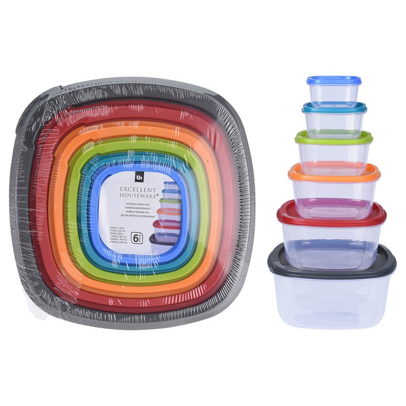 JUEGO 6 FIAMBRERAS PLASTICO CUADRADAS