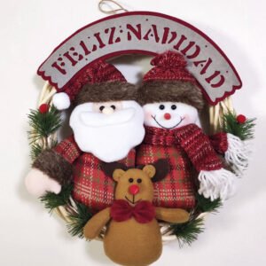 Corona Figuras ROJA C/osito 30 CM navideña