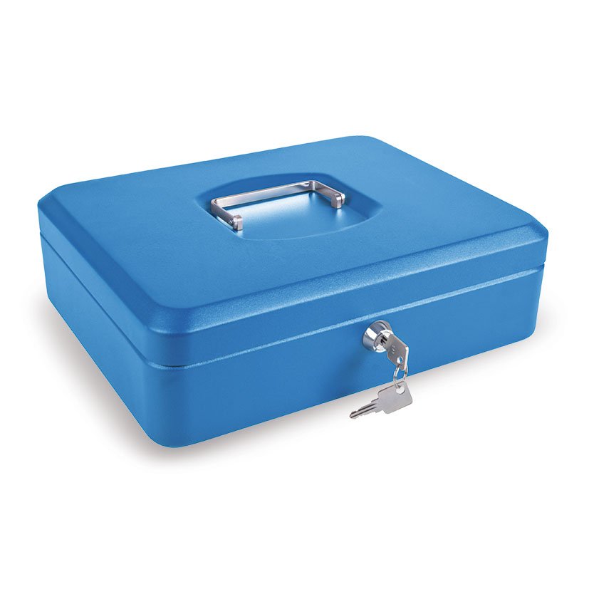 CAJA CAUDAL. C/BAN. AZUL 30x24xh 9 cm.