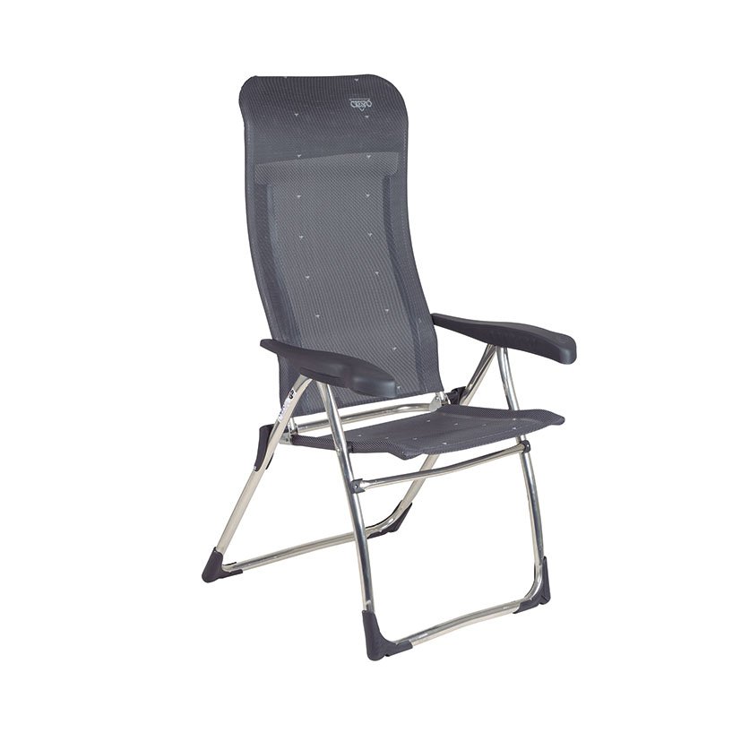 SILLA Reclinable GRIS Oscuro mobiliario camping aluminio