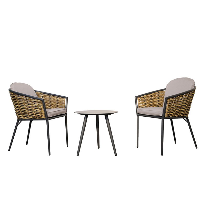 SET Balcon Baylor 2 Sillas Y MESA BAJA 60X62X76 Cm 46X48X5 Cm mueble metal