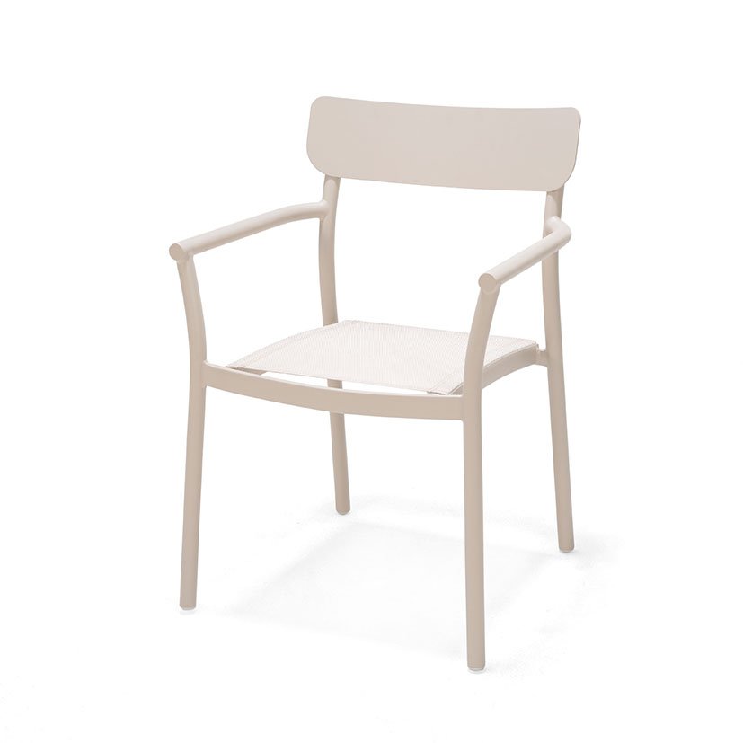 SILLA Jardin TILOS BEIGE Apilable mueble metal