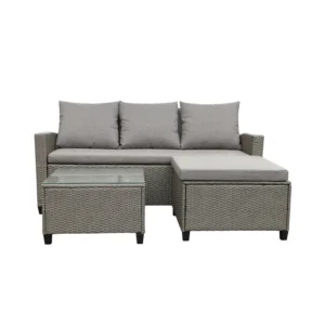SET Jardin NILO Rattan 3 Piezas 177X76X82 Cm 70X70X39 Cm mueble fibra