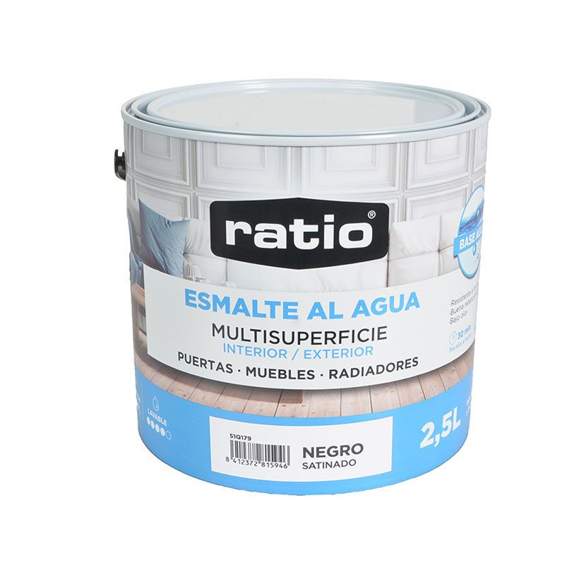 Esmalte ACRIL Satinado MULT NG RATIO 2,5 L 2,5 L Negro esmalt agua