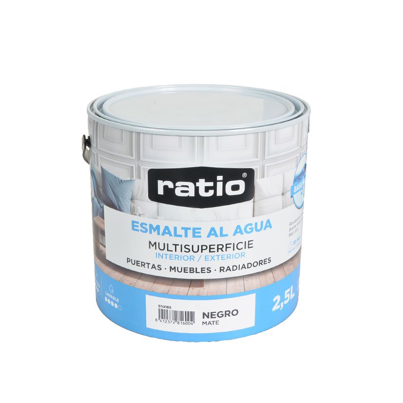 Esmalte ACRIL MATE MULT NG RATIO 2 5 L 2.5 L Negro esmalt agua