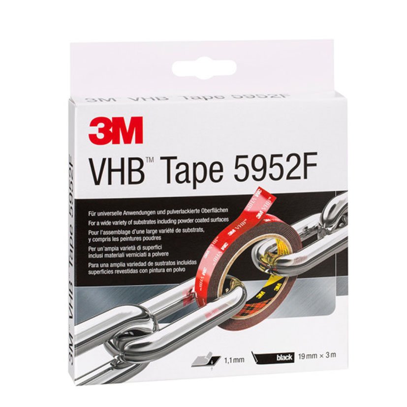 CINTA Acríl 5952F, 19X3M 1,1 MM 1,1 MM Negro adhesiva