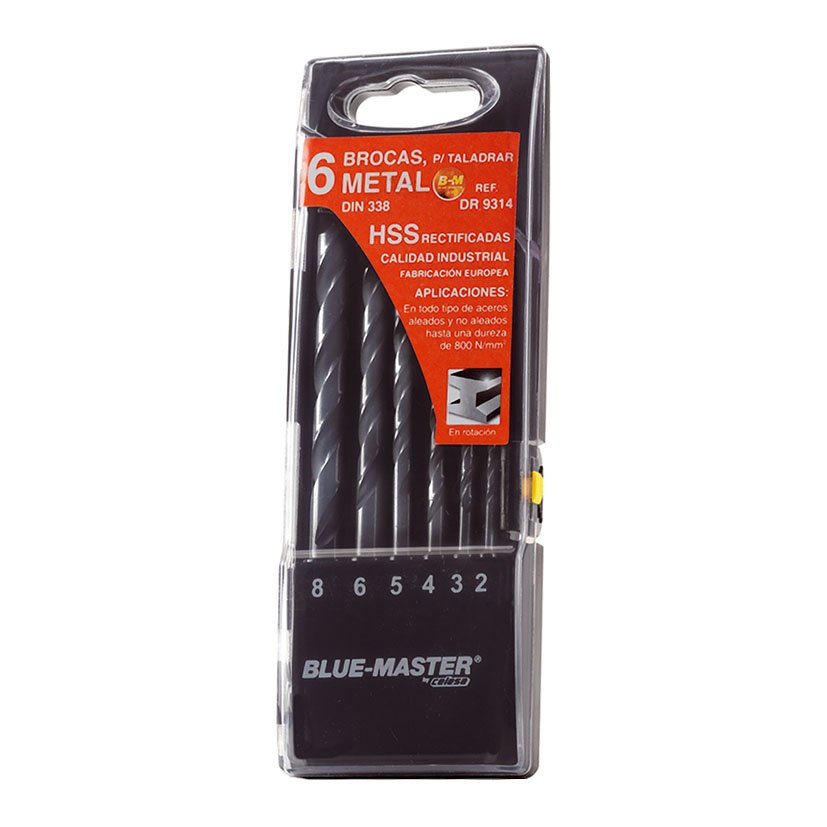 BROCA Juego 6 Piezas RECT Ø 2-3-4-5-6-8 MM Blue Master
