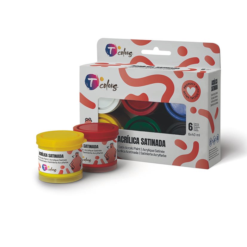 SET Acrilico Tcolors 6 Colores 40 ML esmalt agua