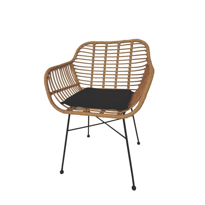 SILLA Ratán Posabrazos SAMBA 2U 60X60X85 Cm mueble fibra