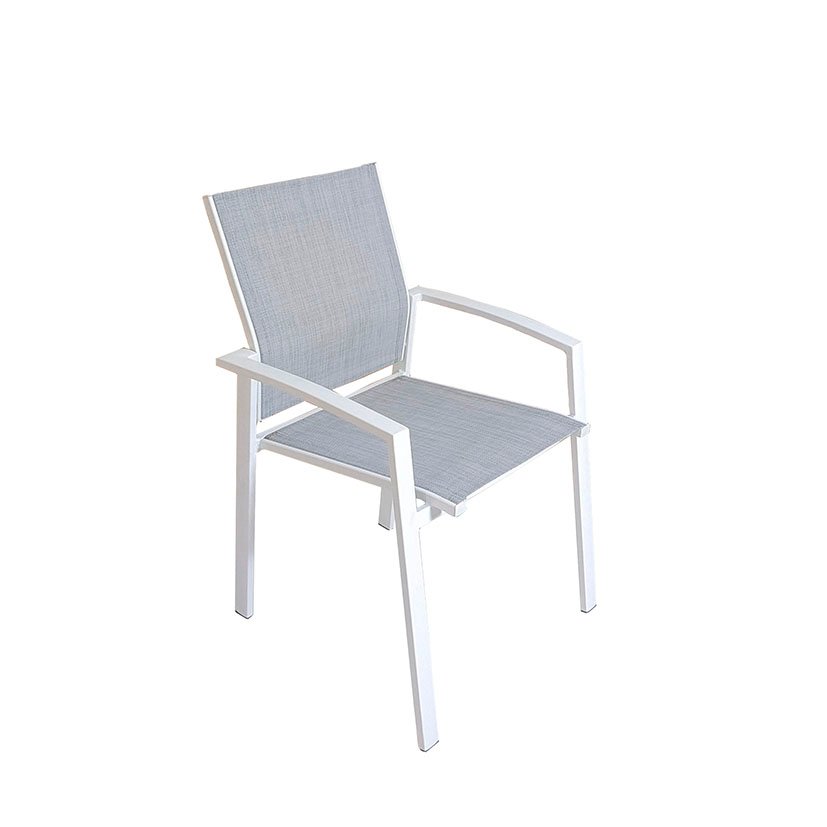 SILLA Aluminio Textilene Apilable MAINE 56X60X89 Cm Blanco mueble metal