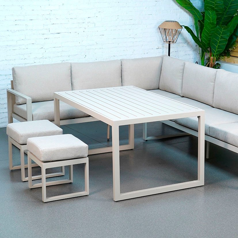 SET Jardin LIAM 5 Piezas 200X66X70 Cm 197X66X70 Cm Gris mueble metal