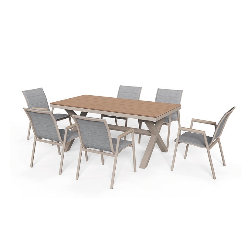 Conjunto Comedor Aluminio 7 PCS KMUS 180X90X74 Cm 66X55X89 Cm