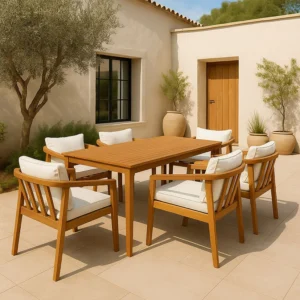 Conjunto Comedor Terraza 7 PCS DOM 180X90X75 Cm 53X64X73 Cm mueble madera