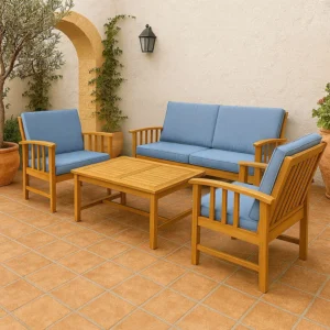Conjunto Mueble Jardín 4 PCS Litoral 119X68X81 Cm 100X50X43 Cm madera