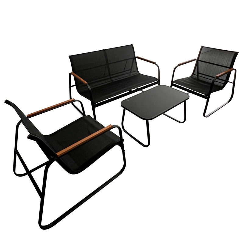 SET Jardín 4 Piezas Iguazú 114X78X77 Cm 61X68X77 Cm Negro mueble metal