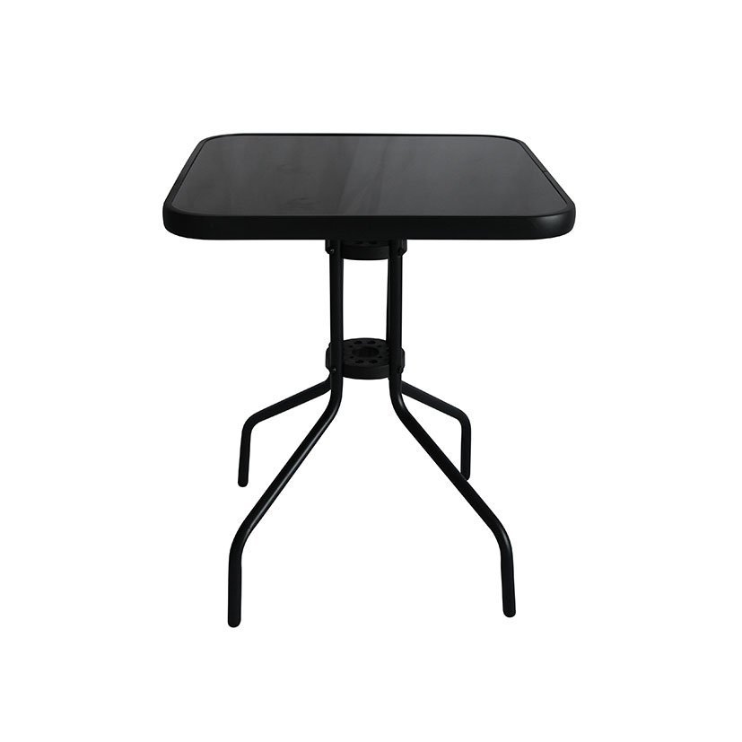 MESA Metal/vidrio Bistró Cuadrada 60X60X70 Cm Negro mueble forja