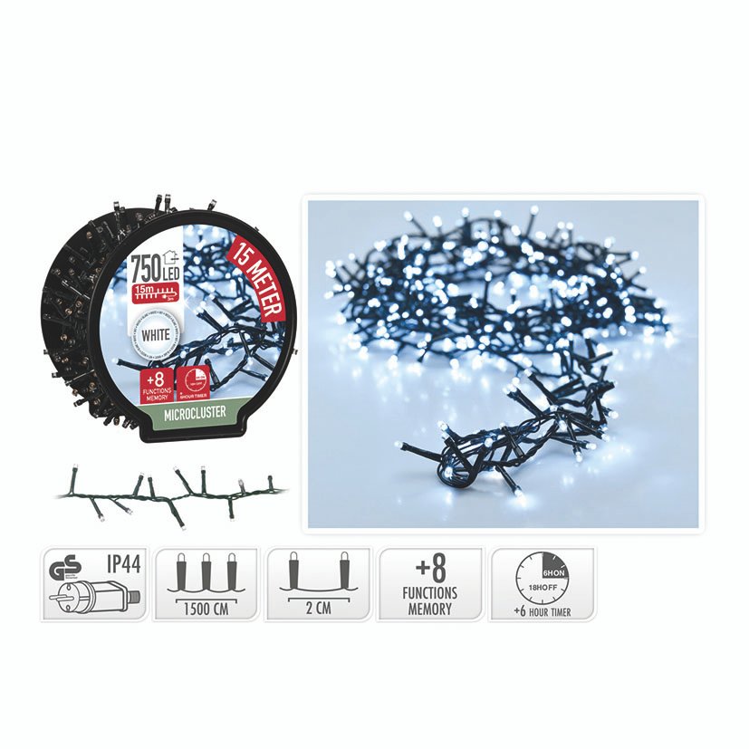 Microcluster 750 LED LUZ Blanca 15M 15 M navideña