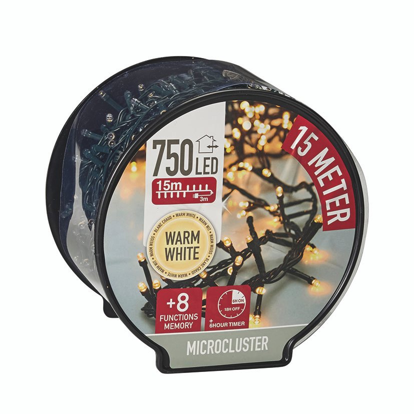 Microcluster 750 LED LUZ Blanca Calida 15M 15 M navideña