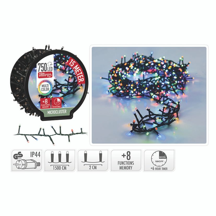 Microcluster 750 LED Multicolor 15M 15 M navideña