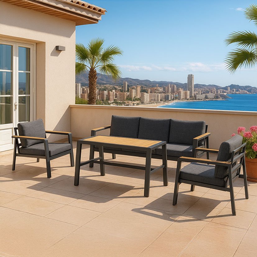 Conjunto Mueble Jardín 4 PCS Autana 202X84 5X77 Cm metal forja