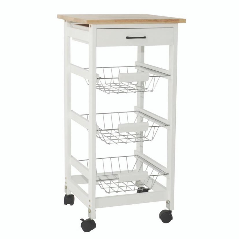CARRO Auxiliar Cocina Blanco Dcasa 37X37X76 Cm botellero verdulero