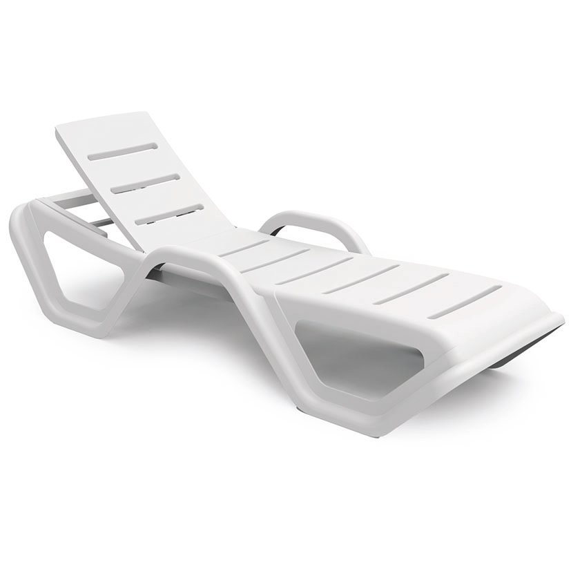Tumbona Monoblock Blanca 190 X 62 X 40 190X62X40 Blanco mueble resina
