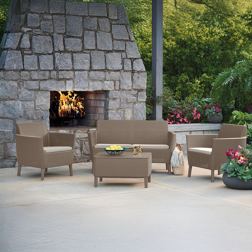 SET Salemo 2 Sill+sofá+mesa, Capuchino Keter 74X67X76 Cm 133X67X76 Cm mueble resina