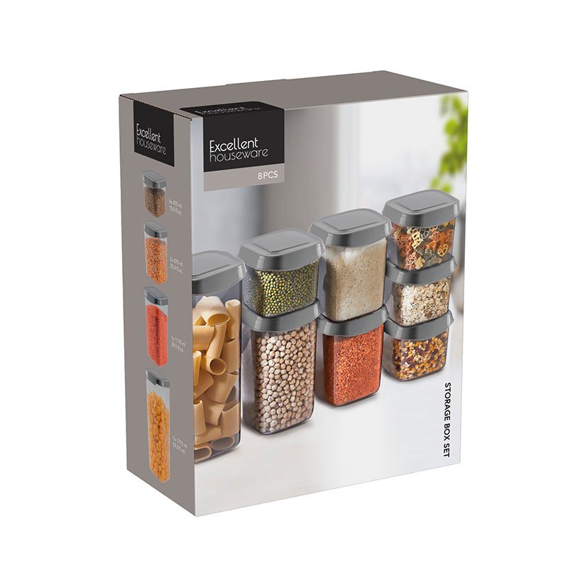 BOTES ALMACENAJE 8 PIEZAS. GRIS