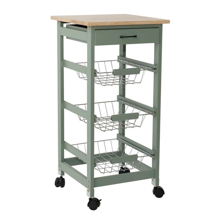 CARRO Auxiliar Cocina 37X 37X76 CM VERDE 37X37X76 CM botellero verdulero